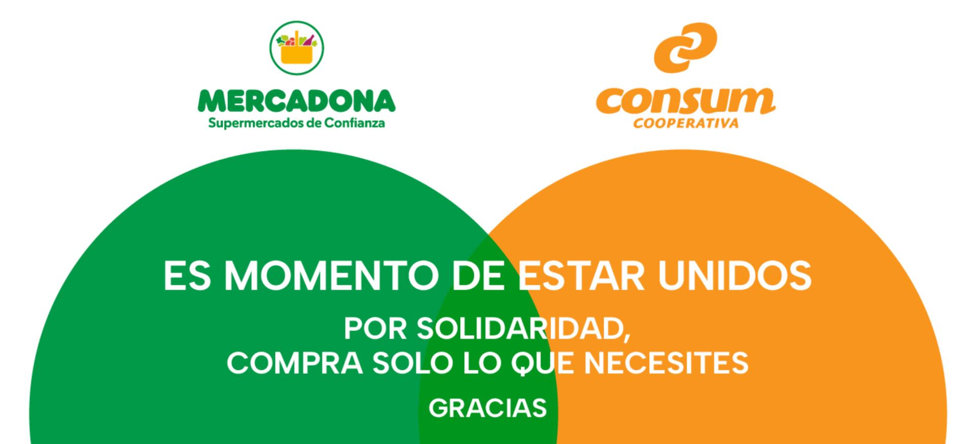 Consum y Mercadona se unen para pedir calma y responsabilidad a la hora de hacer la compra